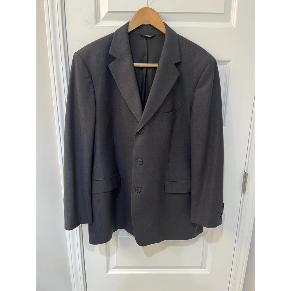 Brooks Brothers 346 Mens 44R Wool Stretch Blazer Charcoal Gray 3‎ Button Jacket